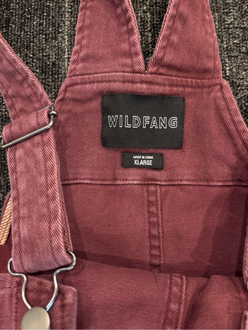 Wildfang Maroon Denim Overalls Size XL - Picture 3 of 4